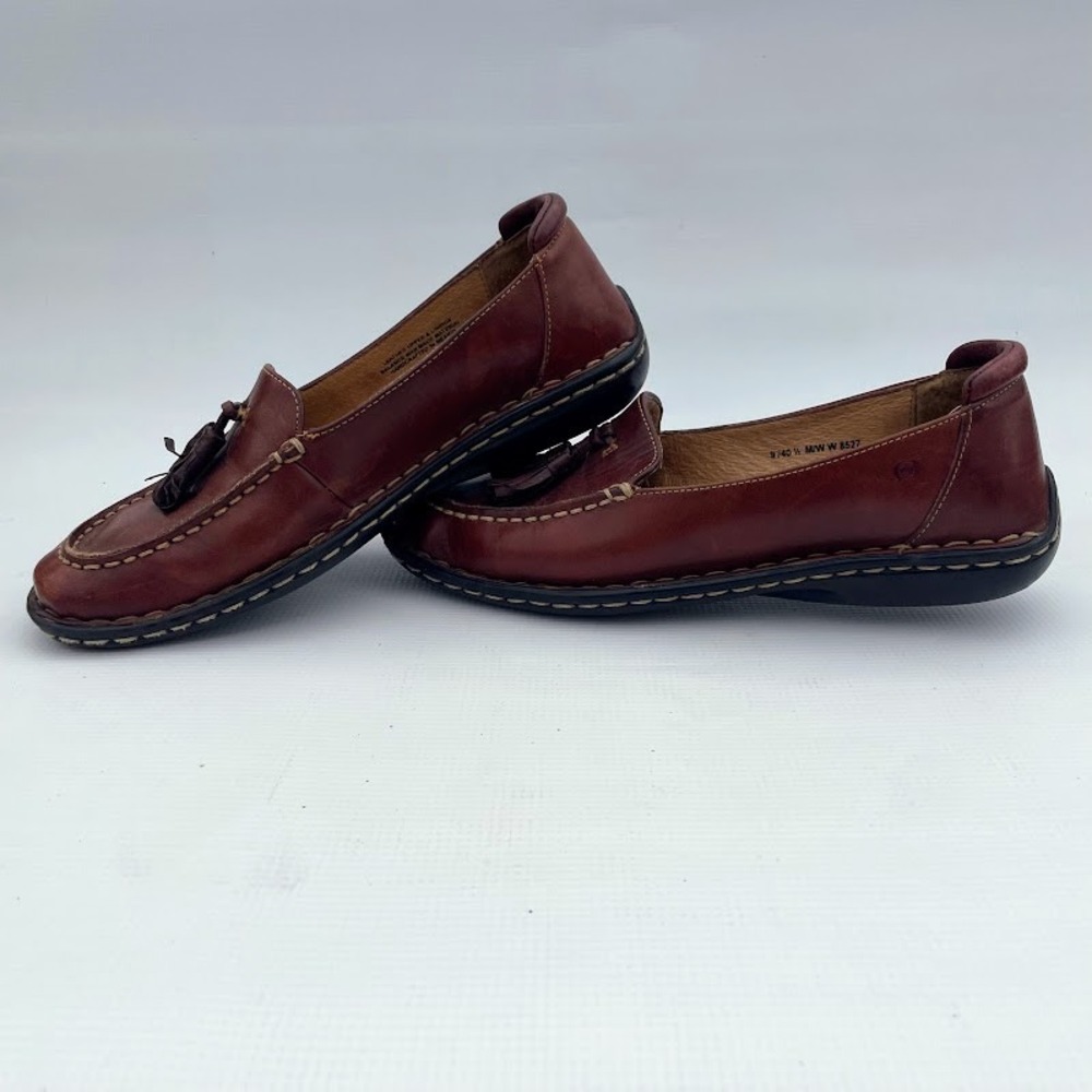 Born Brown Leather Tassel Loafers Womens 9 Moccasin Toe Handcrafted MGF5 - Picture 4 of 9